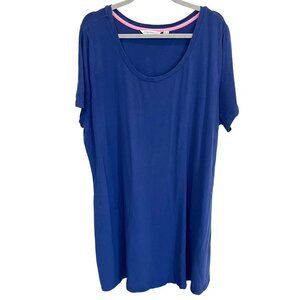 QVC Isaac Mizrahi Live! Blue Scoop Neck T-Shirt Midi Dress Pockets - Size 3X